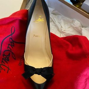 Brand new never worn Christian Louloutin black 3” kid leather shoes. Love Me.